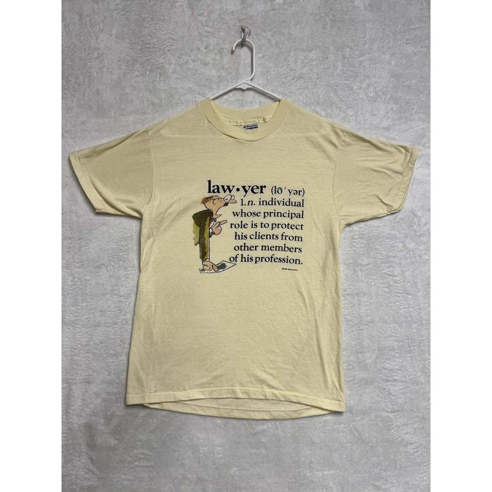 Vintage 1986 Lawyer Definition T Shirt Hanes USA Single Stitch Funny Graphic L